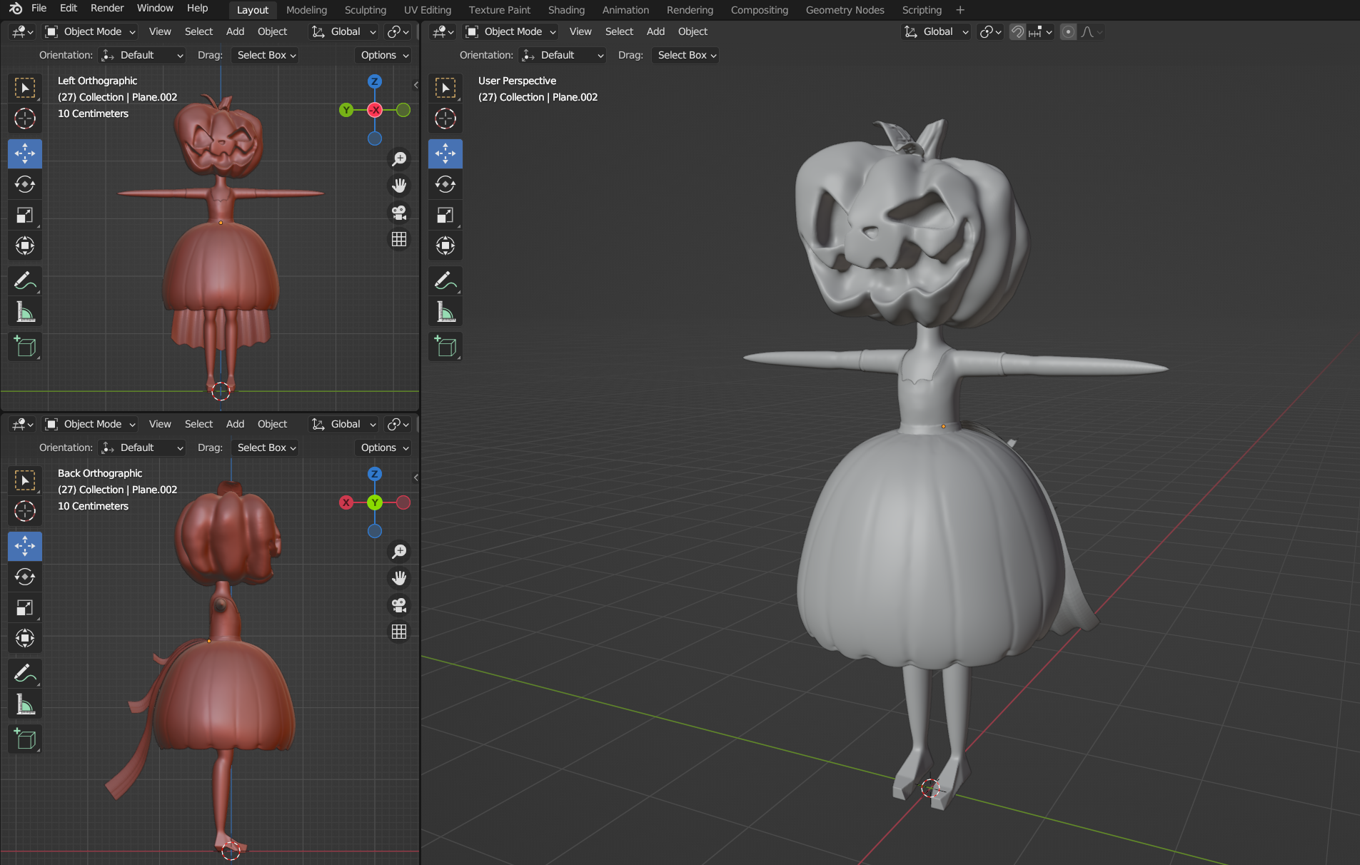 Début de modélisation de Pumkin Lady