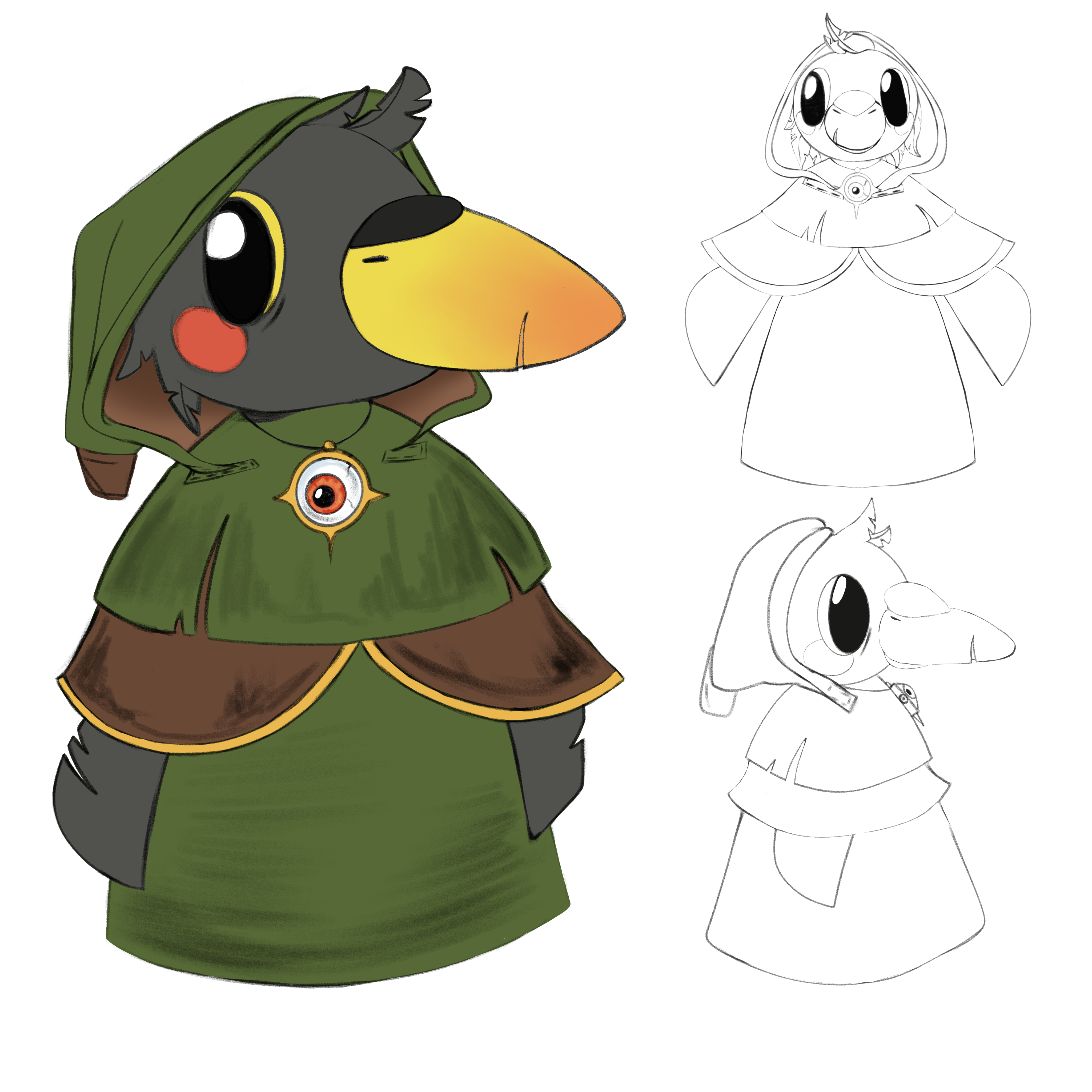 Dessin d'un magicien oiseau